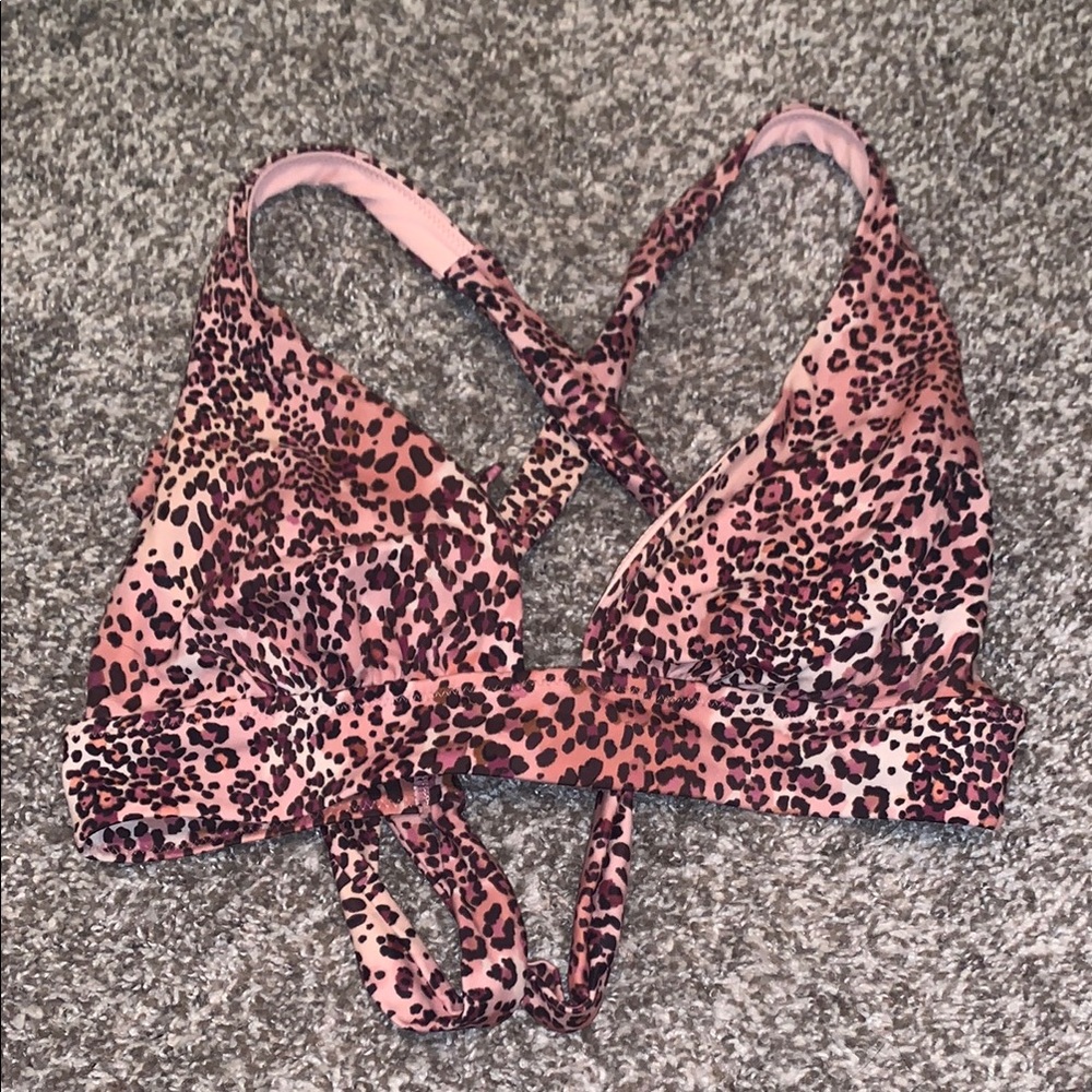 Leopard Print Strappy Bikini Top
